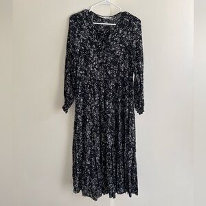 Zara black floral tiered angel dress